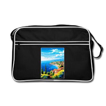 Côte d Azur Frankreich Vintage Reiseplakat Souvenir - Retro Tasche - Schwarz/Weiß - Vorne