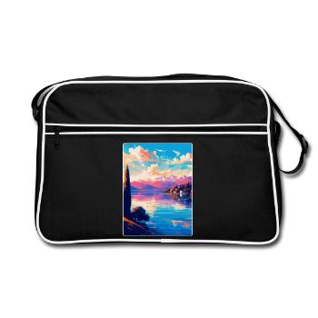 Lago Maggiore Schweiz Vintage Reiseplakat - Retro Tasche - Schwarz/Weiß - Vorne