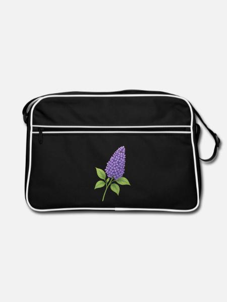 Fliederblüte – zarte Frühlingspracht - Retro Tasche - Schwarz/Weiß
