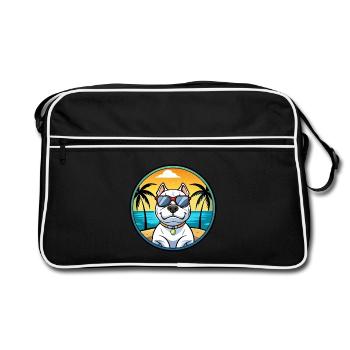 Dogue Argentino Chien Race Dessin Animé Lunettes De Soleil Plage - Sac Retro - noir/blanc - Devant