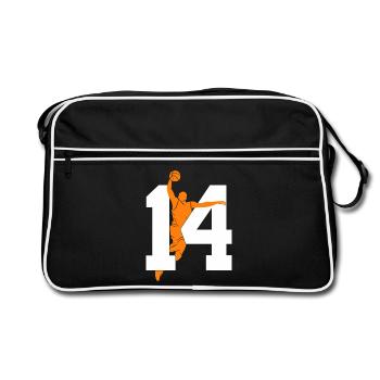 NUMMER 14 BASKETBALL 14. GEBURTSTAG - Retro Tasche - Schwarz/Weiß - Vorne