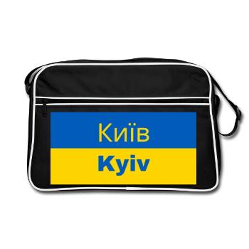 Kyiv City in kyrillischer Schrift - Retro Tasche - Schwarz/Weiß - Vorne