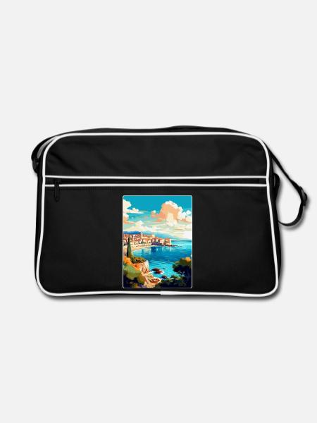 Antibes Frankreich Vintage Reiseplakat Souvenir WPA - Retro Tasche - Schwarz/Weiß