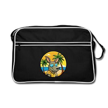 Aardvark Funny Cartoon Lunettes de soleil de plage d’été - Sac Retro - noir/blanc - Devant