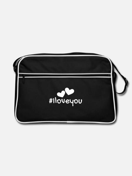 Ich liebe dich Herzchen - Retro Tasche - Schwarz/Weiß