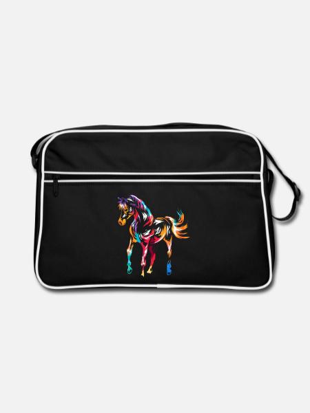 Anmutiges Araberpferd Wüstenritt - Retro Tasche - Schwarz/Weiß