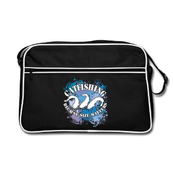 Poisson-chat Wels Waller sur des taches de couleur - Sac Retro - noir/blanc - Devant