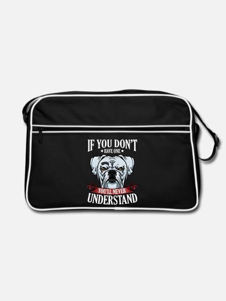 Cool Boxer Statement Spruch Hundehalter Geschenk - Retro Tasche - Schwarz/Weiß - Vorne