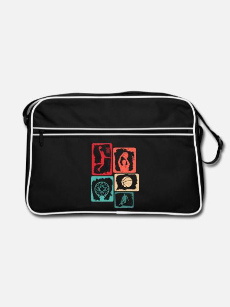Basketballspieler Basketball Kinder Basketballer - Retro Tasche - Schwarz/Weiß