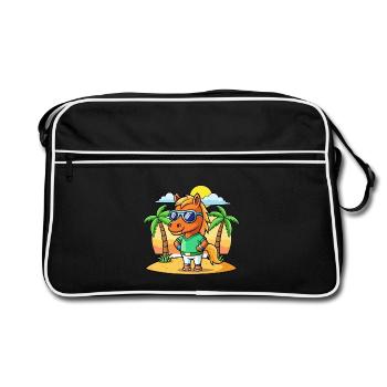 Cheval Drôle Dessin Animé Plage Été Lunettes de soleil - Sac Retro - noir/blanc - Devant