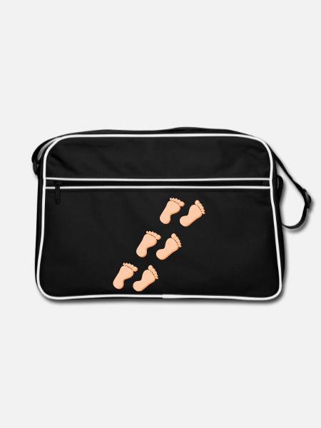 Fuß Füße Fußpflege Podologie Geschenk Geschenkidee - Retro Tasche - Schwarz/Weiß