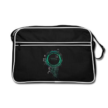 cpu pc platine raumschiff code nerd pc pixel coder - Retro Tasche - Schwarz/Weiß - Vorne