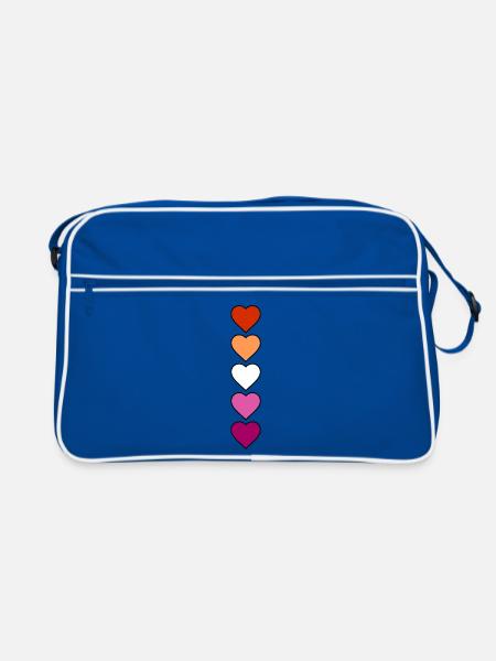 Lesbian Lesbian Hearts - Retro Bag - blue/white - Front