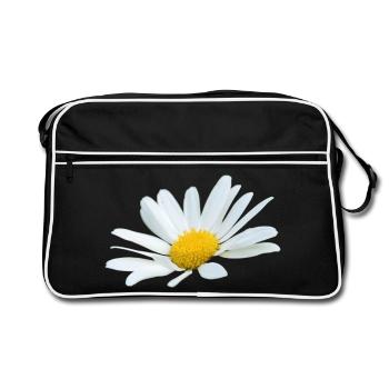 Margerite Gänseblume weiße Blume Margeriten - Retro Tasche - Schwarz/Weiß - Vorne