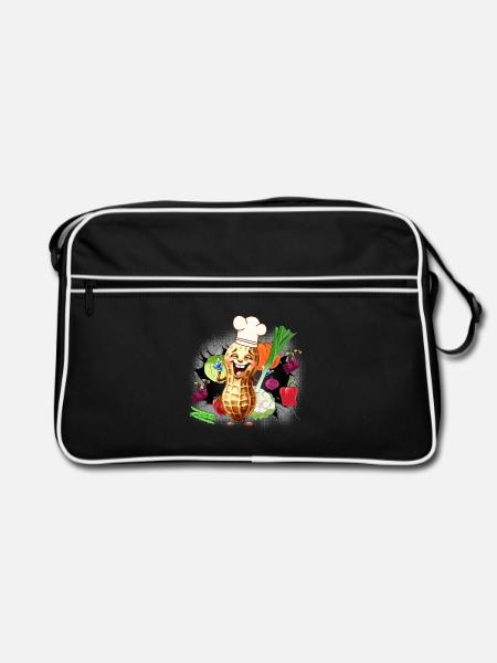 Koch Köchin Köche Gemüse Küche - Retro Tasche - Schwarz/Weiß