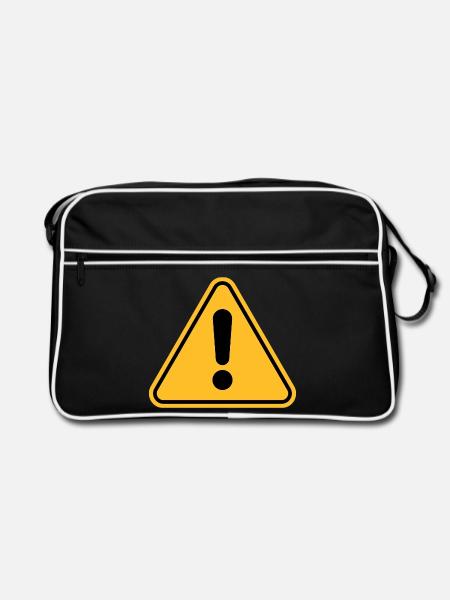 Warnzeichen / Ausrufezeichen - Retro Tasche - Schwarz/Weiß - Vorne