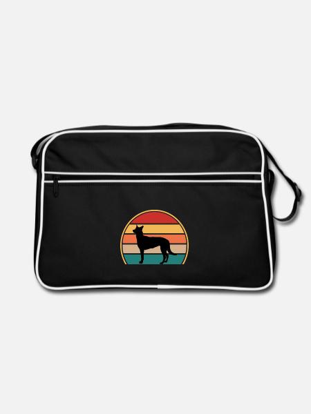 Belgischer Schäferhund Malinois Hund Silhouette Retro - Retro Tasche - Schwarz/Weiß