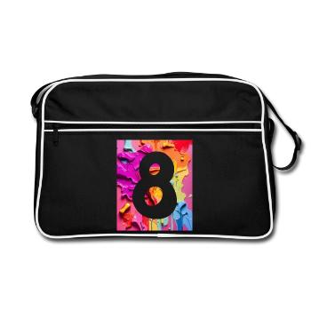 NON. 8 NUMÉRO 8 COLORÉ 8E ANNIVERSAIRE - Sac Retro - noir/blanc - Devant
