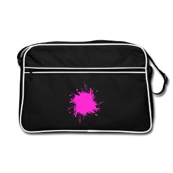 Fleck Farbe Gespritzt Schmutz schmutzig Pink - Retro Tasche - Schwarz/Weiß - Vorne
