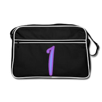 1. 1 AN. 1er ANNIVERSAIRE. ANNIVERSAIRE 1 AN - Sac Retro - noir/blanc - Devant