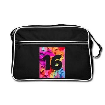 NO. 16 NUMBER 16 COLORFUL 16TH BIRTHDAY - Retro Bag - black/white - Front