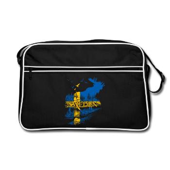 SWEDEN ELCH SCHWEDEN FLAGGE - Retro Tasche - Schwarz/Weiß - Vorne