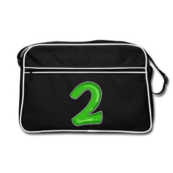 Nummer 2 Grün - Retro Tasche - Schwarz/Weiß - Vorne