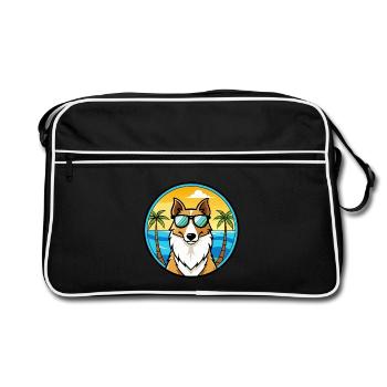 Smooth Collie Chien Race Dessin Animé Lunettes de Soleil Plage - Sac Retro - noir/blanc - Devant