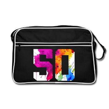 NUMMER 50 JAHRE ALT 50. GEBURTSTAG - Retro Tasche - Schwarz/Weiß - Vorne