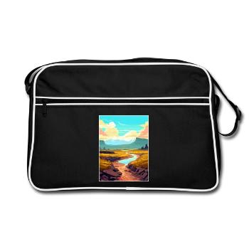 Vulkane Nationalpark Vulkan Hawaii Souvenir - Retro Tasche - Schwarz/Weiß - Vorne