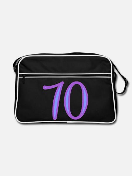 70. 70 JAHRE. 70-JÄHRIGES JUBILÄUM. 70-JÄHRIGES JUBILÄUM. - Retro Tasche - Schwarz/Weiß - Vorne