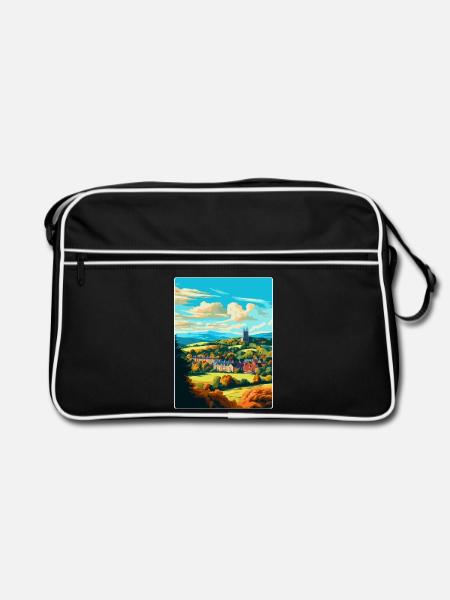 Great Malvern England Uk Reise Poster Souvenir - Retro Tasche - Schwarz/Weiß - Vorne
