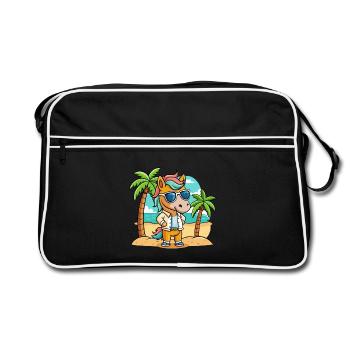 Cheval Drôle Dessin Animé Plage Été Lunettes de soleil - Sac Retro - noir/blanc - Devant