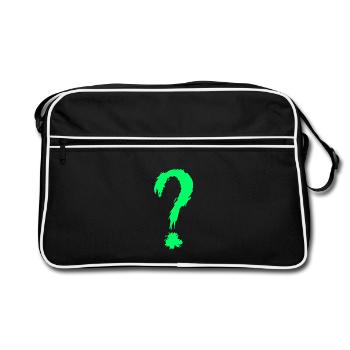 Fragezeichen Grün - Retro Tasche - Schwarz/Weiß - Vorne