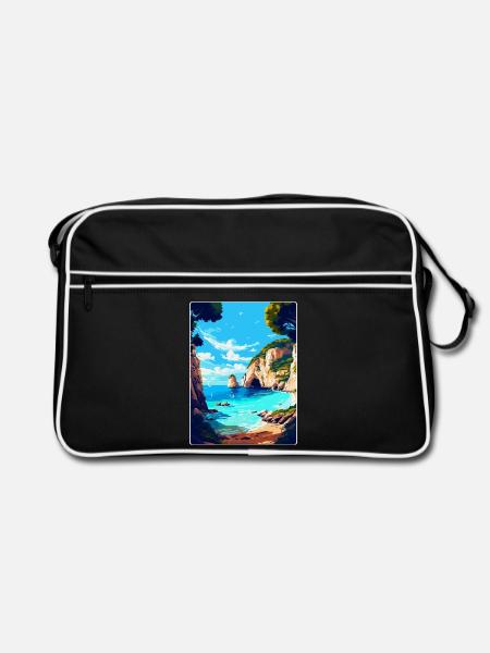 Zakynthos Greece Vintage Travel Poster Souvenir - Retro Bag - black/white