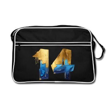 NR. 14 NUMMER 14 COOL 14. GEBURTSTAG - Retro Tasche - Schwarz/Weiß - Vorne