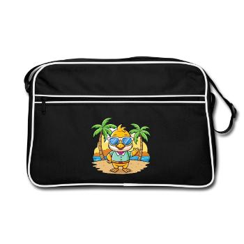 Duck Funny Cartoon Summer Beach Sunglasses - Retro Bag - black/white - Front