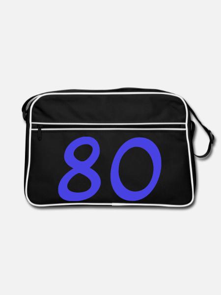 80. 80 JAHRE. 80-JÄHRIGES JUBILÄUM. 80. GEBURTSTAG. - Retro Tasche - Schwarz/Weiß - Vorne