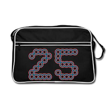 25. 25 ANS. 25e ANNIVERSAIRE. ANNIVERSAIRE 25 ANS. - Sac Retro - noir/blanc - Devant