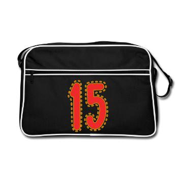 15. 15 JAHRE. 15. JAHRESTAG. 15-JÄHRIGES JUBILÄUM. - Retro Tasche - Schwarz/Weiß - Vorne