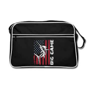 Marlin sauteur avec drapeau américain Pêche en haute mer - Sac Retro - noir/blanc - Devant