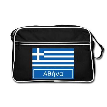 Athènes Écrit en grec - Sac Retro - noir/blanc - Devant