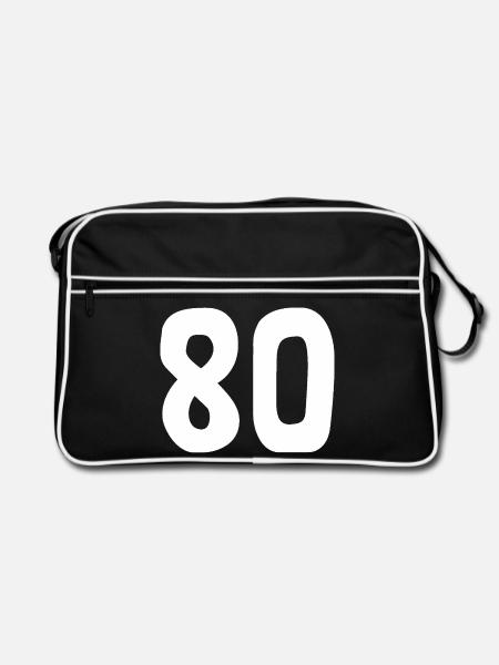 80. 80 JAHRE. 80-JÄHRIGES JUBILÄUM. 80. GEBURTSTAG. - Retro Tasche - Schwarz/Weiß - Vorne