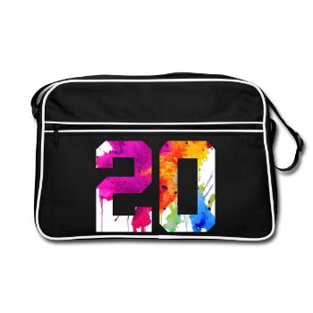 NUMMER 20 JAHRE ALT 20. GEBURTSTAG - Retro Tasche - Schwarz/Weiß - Vorne