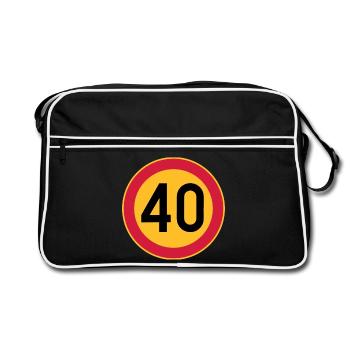 Panneau de limite de vitesse 40 anniversaire - Sac Retro - noir/blanc - Devant