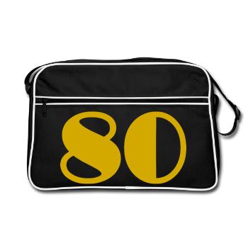 80. 80 ANS. 80e ANNIVERSAIRE. ANNIVERSAIRE 80 ANS. - Sac Retro - noir/blanc - Devant