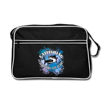 Poisson-chat Wels Waller sur des taches de couleur - Sac Retro - noir/blanc - Devant