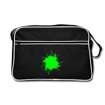 Fleck Farbe Gespritzt Schmutz schmutzig Grün - Retro Tasche - Schwarz/Weiß - Vorne