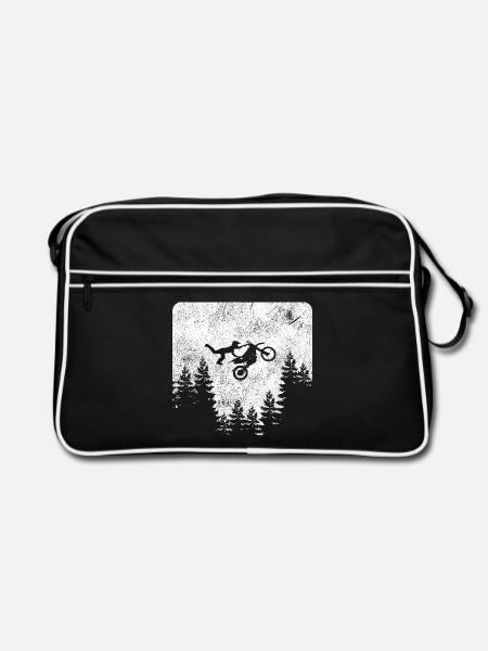 Quadrat Retro Motocross Motorrad Biker - Retro Tasche - Schwarz/Weiß