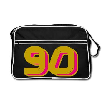 90. 90 JAHRE. 90-JÄHRIGES JUBILÄUM. 90-JÄHRIGES JUBILÄUM. - Retro Tasche - Schwarz/Weiß - Vorne